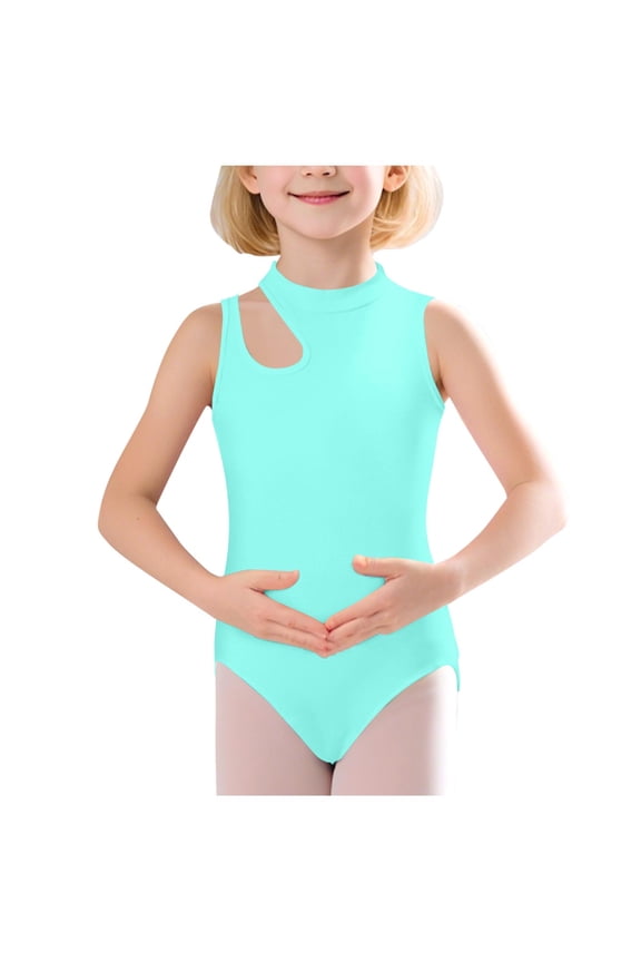 Girl's Halter Neck Bodysuit Gymnastic Ballet Dance Leotard Tops Dancewear Green 3-4 Years