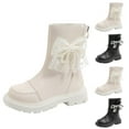 thumbnail image 1 of Miluxas Girl's Knee High Winter Boots Pure Color Bowknot Warm Snow Boots Low Heels Boot with Back Zipper White 2.5(37), 1 of 9