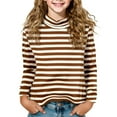 thumbnail image 1 of Miluxas Girl's Lightweight Cotton Sweatshirt Striped Long Sleeve Casual Pullover Turtleneck Shirts Tops Coffee 2-3Years, 1 of 5