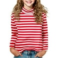 thumbnail image 1 of Miluxas Girl's Lightweight Cotton Sweatshirt Striped Long Sleeve Casual Pullover Turtleneck Shirts Tops Red 14-15Years, 1 of 4