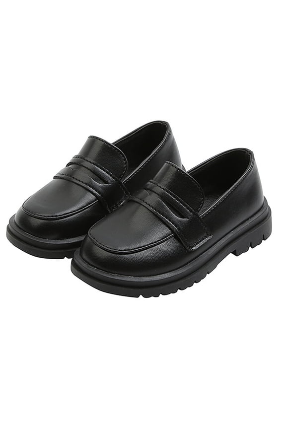 Girl's Loafers Slip On Round Toe Leather Shoes School Uniform Dress Shoes for Girls (Toddler/Little Kid/Big Kid) Black 6.5 M(21)