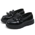 thumbnail image 1 of Miluxas Girl's Loafers Slip On Round Toe Velcro Leather Shoes School Uniform Dress Shoes for Girls (Toddler/Little Kid/Big Kid) Black 1 M(34), 1 of 7