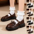thumbnail image 1 of Miluxas Girl's Platform Leather Chunky Heel Mary Jane Pumps Shoes,Comfort Buckles Lug Sole Slip On Loafers, Breathable Casual Business Dress Shoes Brown 10-10.5Years, 1 of 5