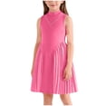 thumbnail image 1 of Miluxas Girl's Summer Sleeveless Mini Dress Turtleneck A Line Pleated Swing Casual Basic Short Dress Hot Pink 2-3 Years, 1 of 8