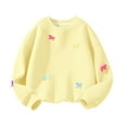 thumbnail image 1 of Miluxas Girl's Sweatshirt - Graphic Bow Print Crewneck Drop Shoulder Pullover Tops Yellow 7-8 Years, 1 of 5