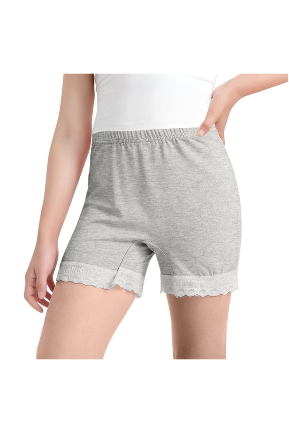 Girl's Under Shorts for Dresses Seamless Underwear Smooth Boyshorts Lace Slip Shorts for Women Gray 4-5 Years