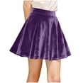 thumbnail image 1 of Miluxas Girl's Vintage Velvet Stretchy Mini Flared Skater Skirt Purple 9-10 Years, 1 of 9