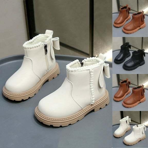 Miluxas Girls Ankle Boots Chelsea Boots Fashion Boots Lace Up Waterproof Combat Shoes for Toddler/Little Kid White 7.5-8Years