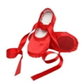 thumbnail image 1 of Miluxas Girls Ballet Dance Shoes Flat Slipper with Ribbon Red 11.5 Years, 1 of 5