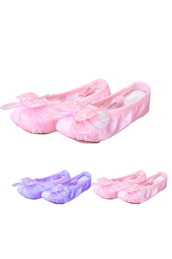 Girls Ballet Shoes Satin Dance Practice Slipper Soft Sole Ballerina Flat Yoga Gymnastics Shoes Toddler/Little/Big Kid Purple 13 Years