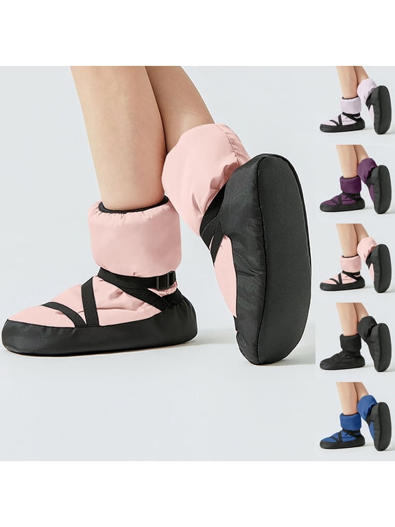 Girls Ballet Warm up Booties Dance Slipper Boots Ballerina Elastic Shoes Fall Winter Strap Cotton Shoes for Children Wine XL