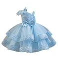 thumbnail image 1 of Miluxas Girls Birthday Dress Sequin Tiered Tulle Tutu Party Flower Girl Wedding Toddler Pageant formal Prom Gown Light Blue 5 Years, 1 of 3