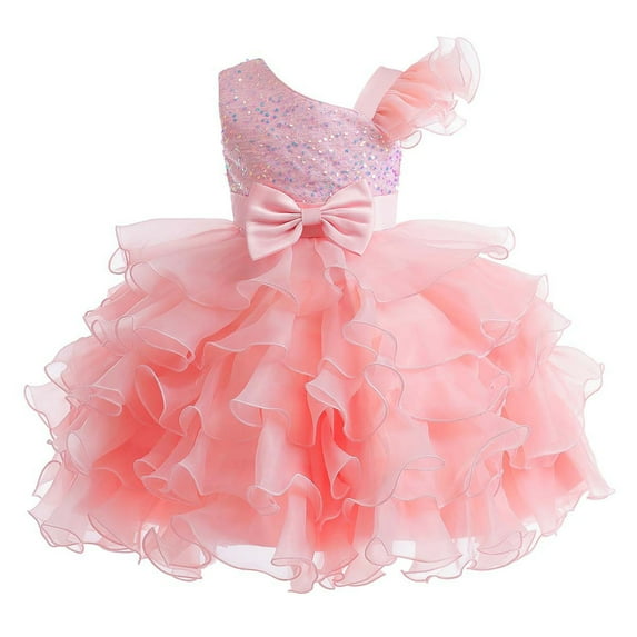 Miluxas Girls Birthday Dress Sequin Tiered Tulle Tutu Party Flower Girl Wedding Toddler Pageant formal Prom Gown Pink 3-4Years