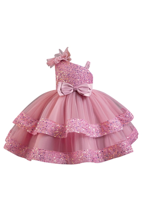 Girls Birthday Dress Sequin Tiered Tulle Tutu Party Flower Girl Wedding Toddler Pageant formal Prom Gown Watermelon Red 3 Years