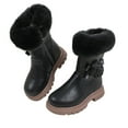 thumbnail image 1 of Miluxas Girls-Boots-Warm-Winter-Boots Kids Soft Solid Color Plush Lining Collar with Side Zipper Snow Bootie Indoor Outdoor Shoes for Little/Big Kids Girls Black 10 M(27), 1 of 9