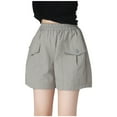 thumbnail image 1 of Miluxas Girls Cargo Shorts Elastic High Waisted Lightweight Hiking Shorts with Pockets Summer Casual Workout Short Pants for Kids Gray 12 Years, 1 of 3