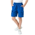 thumbnail image 1 of Miluxas Girls Cargo Shorts Loose Casual Solid Bermuda Shorts Knee Length Wide Leg Short Pants with Pockets Blue 7-8 Years, 1 of 7