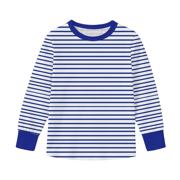 Miluxas Girls Casual Long Sleeve T Shirts Basic Crewneck Striped Tunic Blouses Tops Blue 5 Years