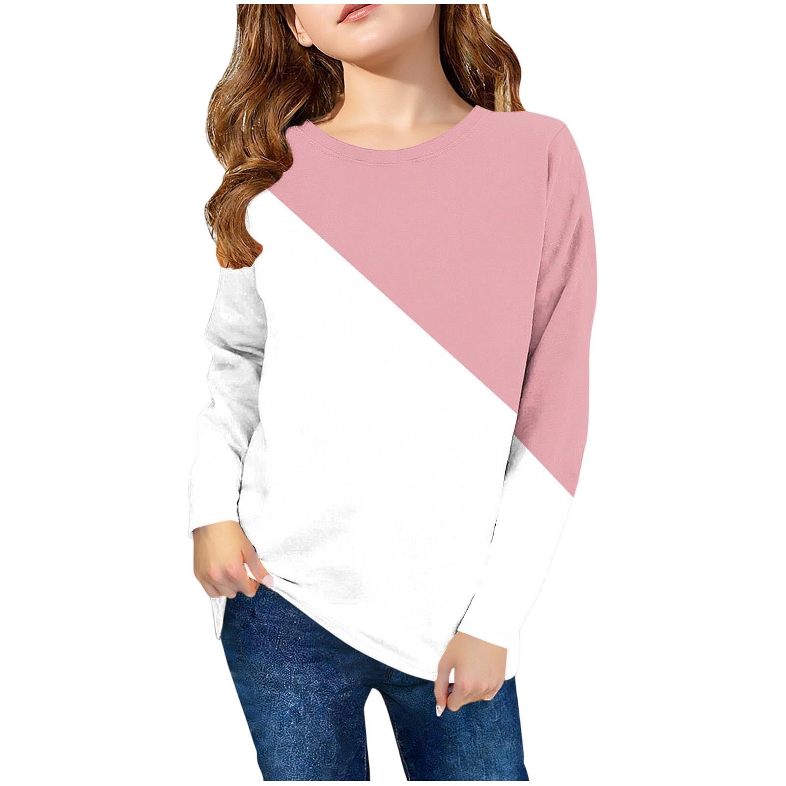 Miluxas Girls Casual Long Sleeve T Shirts Kids Loose Soft Striped Color ...