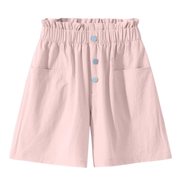 Miluxas Girls Casual Shorts Lightweight Parachute Short Pants with Pockets Summer Shorts Hiking Sports Pink 5-6 Years
