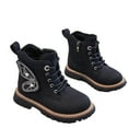 thumbnail image 1 of Miluxas Girls Combat Boots Girls Ankle Booties Lace up with Side Zipper Fashion Leather Short Booties (Toddler/Little Kid/Big Kid) Black 13.5 M(33), 1 of 5