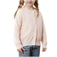 thumbnail image 1 of Miluxas Girls Crewneck Cardigan Sweater Kids Long Sleeve Button Knit Tops Outwear Bolero Shrug Cropped Tops Beige 2-3 Years, 1 of 7