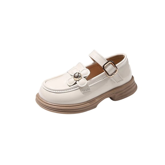Miluxas Girls Dress Shoe for Girls Low Heel Princess Dress Shoes Party Wedding Flats for Little/Big Kids Beige 24(24)