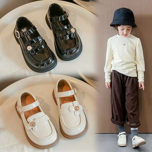 Miluxas Girls Dress Shoe for Girls Low Heel Princess Dress Shoes Party Wedding Flats for Little/Big Kids Black 35(35)