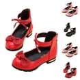 thumbnail image 1 of Miluxas Girls Dress Shoes Flower Girl Low Heels Soft Soled Princess Shoes for Wedding Party Girls' Leather Shoes Red 11 Years, 1 of 9