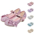 thumbnail image 1 of Miluxas Girls Dress Shoes Glitter Sequin Bow High Heel Party Wedding Princess Shoes (Toddler/Little Kids/Big Kids) Silver 14 Years, 1 of 7