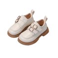 thumbnail image 1 of Miluxas Girls Dress Shoes Loafers School Uniform Flats Thick Non-Slip Sole Casual Princess Leather Shoes Beige 1.5(35), 1 of 9