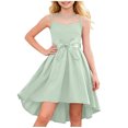 thumbnail image 1 of Miluxas Girls Dresses Summer Ruffle Sleeve Mesh A Line Casual Party Dresses Belted Dress Green 5-6 Years, 1 of 7