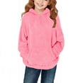 thumbnail image 1 of Miluxas Girls Fuzzy Fleece Hoodies Casual Sweatshirt Sherpa Pullover with Kangaroo Pockets Pink 9 Years, 1 of 9