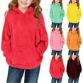 thumbnail image 1 of Miluxas Girls Fuzzy Fleece Hoodies Casual Sweatshirt Sherpa Pullover with Kangaroo Pockets Yellow 13 Years, 1 of 9