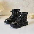 thumbnail image 1 of Miluxas Girls Glitter Ankle Boots Combat Shoes with Lace Up for Toddler/Little Kid/Big Kid Black 12.5 M(31), 1 of 7