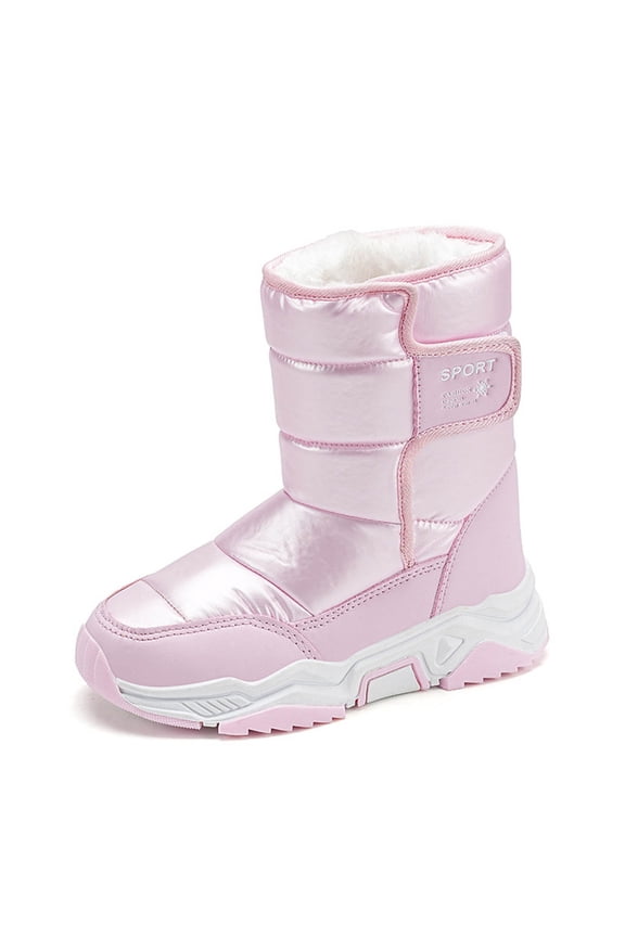 Girls Glitter Snow Boots Kids Warm Faux Fleece Lined Anti-Slip Outdoor Winter Shiny Shoes Toddler/Little Kid/Big Kid Pink 3(38)