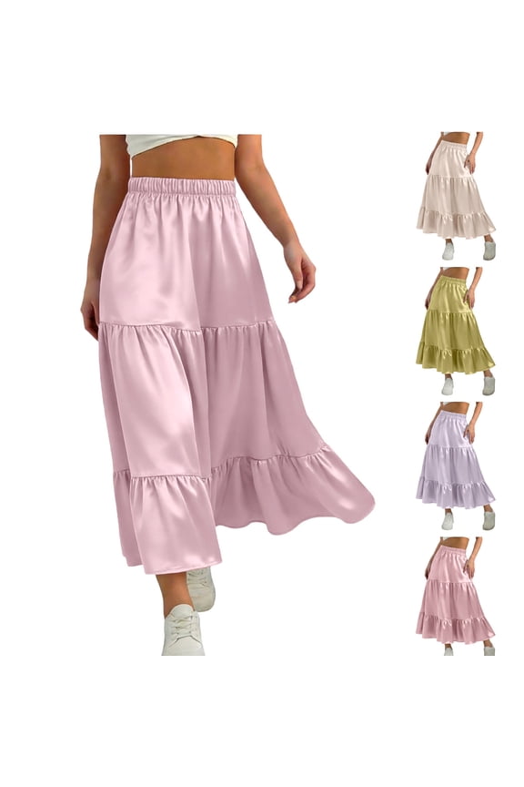 Girls Holiday Casual Asymmetrical Tiered Ruffle Hem Long Swing Boho Fancy Maxi Skirt White 13-14Years