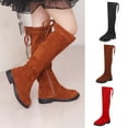 thumbnail image 1 of Miluxas Girls Knee High Boots Ties Zipper String Suede Over Knee Long Boots Round Toe Lovely Princess Shoes Red 3.5(36), 1 of 7