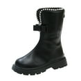 thumbnail image 1 of Miluxas Girls Knee High Mid Calf Boots Back Zipper Bow Riding Leather Shoes for Little Kid/Big Kid Black 9.5 M(26), 1 of 9