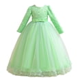 thumbnail image 1 of Miluxas Girls Lace Dress for Kids Wedding Bridesmaid Pageant Party Maxi Gown Princess Puffy Tulle Ball Dresses Green 7-8Years, 1 of 6