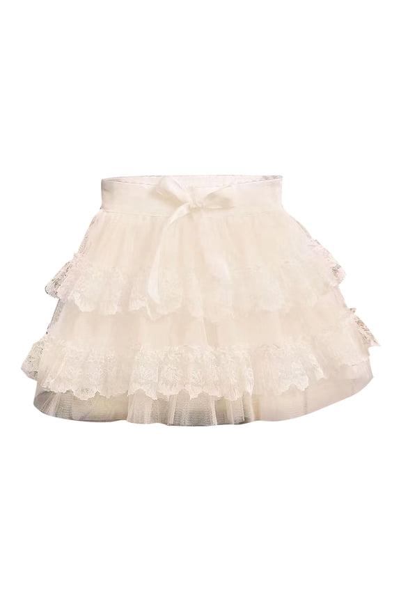 Girls Layered Stars Sequins Tutu Skirt Princess Ballet Dance Dress White 7 Years