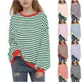 thumbnail image 1 of Miluxas Girls Long Sleeve Crewneck Striped Sweatshirt Casual Color Block Pullover Tops Yellow 1-2 Years, 1 of 8
