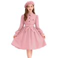 thumbnail image 1 of Miluxas Girls Long Sleeve Fall Dresses Casual Ruffled Swing formal Dressses Pink 10-11 Years, 1 of 9