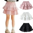 thumbnail image 1 of Miluxas Girls' Mini Skirt Little Kids Retro Uniform High Waisted Ruffle Skirts Spring Fall Clothes White 13-14 Years, 1 of 4