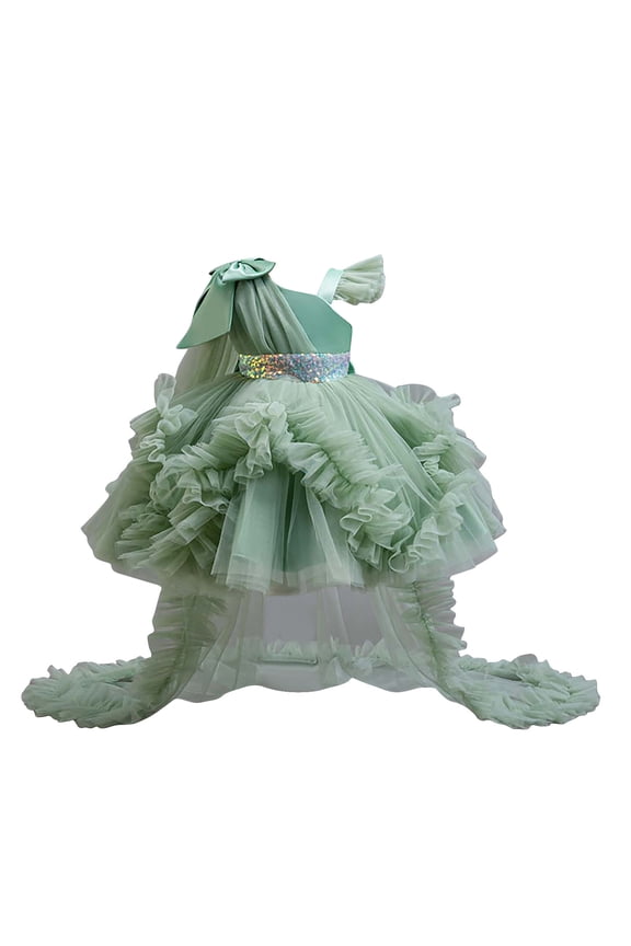 Girls Pageant Party Dress Ruffle Flower Kids Wedding Ball Gown Sequin formal Evening Princess Dresses Green 1-2Years