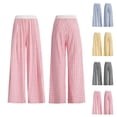 thumbnail image 1 of Miluxas Girls Plaid Wide Leg Pants Summer Long Lounge Pants Loose Bottom Yellow 1 Years, 1 of 5