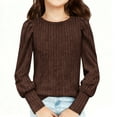 thumbnail image 1 of Miluxas Girls Puff Long Sleeve Shirts Kids Fashion Ribbed Knit Tops Blouse, 1 of 9