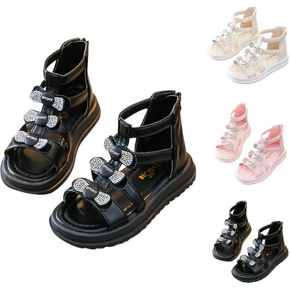 Miluxas Girls’Sandals – Rhinestone and Glitter Strap Gladiator Sandals Pink 13 Years