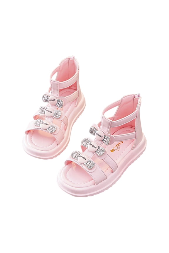 Girls’Sandals – Rhinestone and Glitter Strap Gladiator Sandals Pink 4 Years