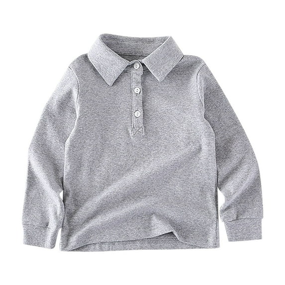 Miluxas Girls' School Uniform Long Sleeve Polo Shirt , Button Closure, Comfortable & Breathable Fabric